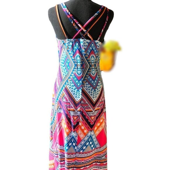 (382) Venus Women Multicolor Geometric Strap Maxi Dress Size Small - Picture 5 of 5